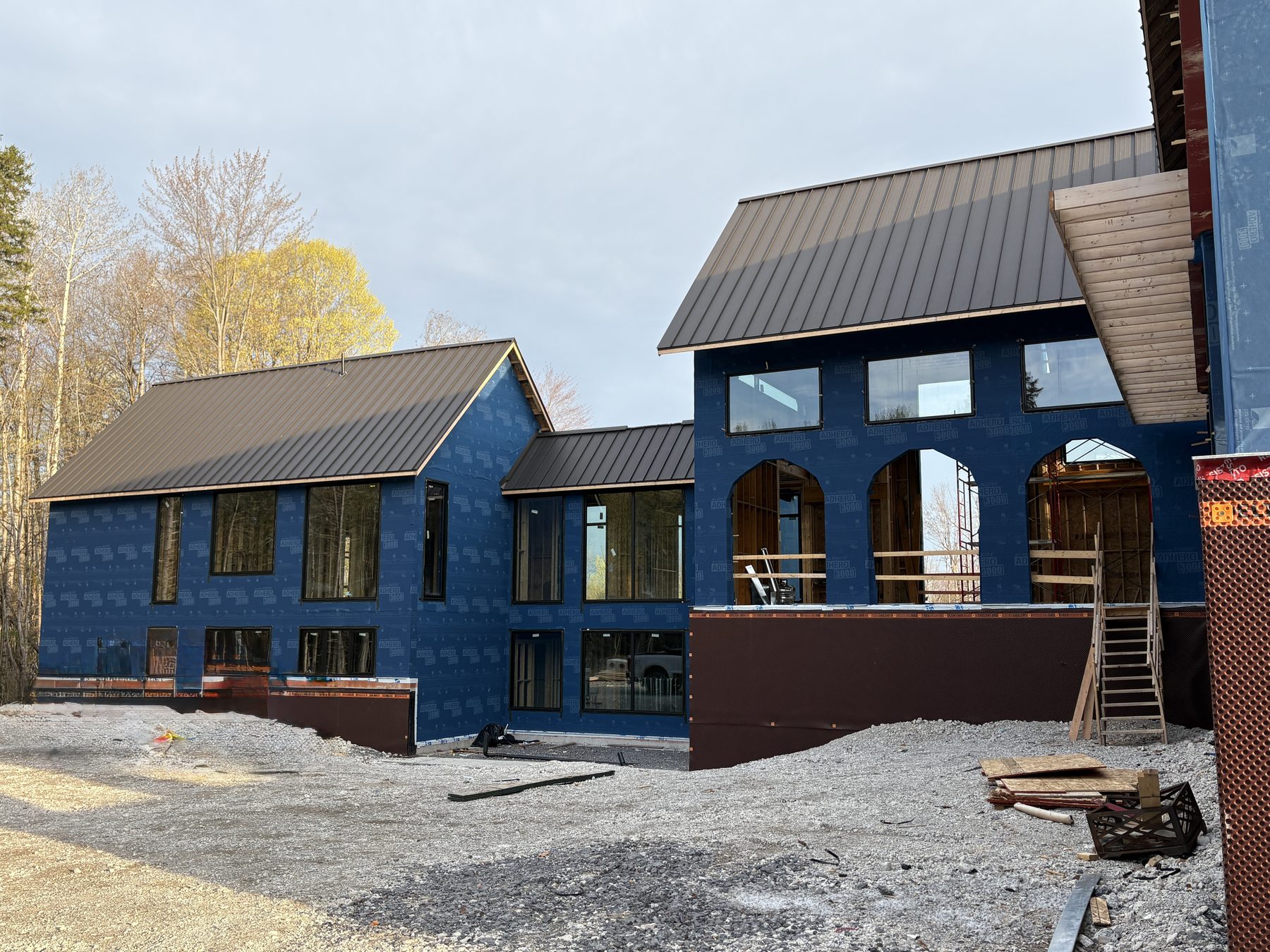 Side elevation of a custom home window installation